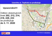 Uzavírka ul. Teplická od 26. 10. 2020 a odklon MAD